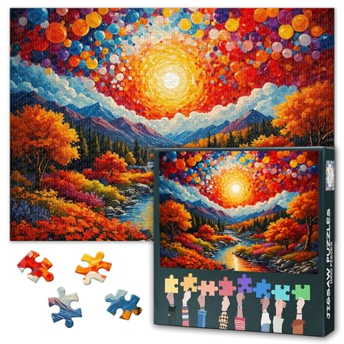 Puzzles für Erwachsene, bunte Landschaft, Puzzles für Erwachsene 1000 – Wald-Sonnenuntergangskunst, hartes unmögliches Puzzle, 70 x 50 cm, Lernspiele für Familie, Geburtstagsparty-Geschenkidee Puzzles für Erwachsene, bunte Landschaft, Puzzles für Erwachsene 1000 – Wald-Sonnenuntergangskunst, hartes unmögliches Puzzle, 70 x 50 cm, Lernspiele für Familie, Geburtstagsparty-Geschenkidee von TISHIRON