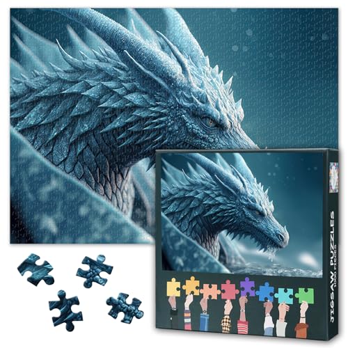 Puzzles für Erwachsene 1000 Stück Eisdrache Herausfordernde Puzzles für Erwachsene, 70 x 50 cm Puzzle Spiel für Frauen Heimdekoration Geburtstagsgeschenk (Tiere Serie) von TISHIRON