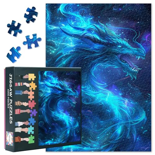 Puzzles für Erwachsene 1000 Stück Flamme Blauer Drache 1000 Stück Puzzles Mythische Kreaturen Puzzle Blauer Drache Lustige Puzzle Familie Herausforderung Spiel Größe: 50x70cm Puzzles für Erwachsene 1000 Stück Flamme Blauer Drache 1000 Stück Puzzles Mythische Kreaturen Puzzle Blauer Drache Lustige Puzzle Familie Herausforderung Spiel Größe: 50x70cm von TISHIRON