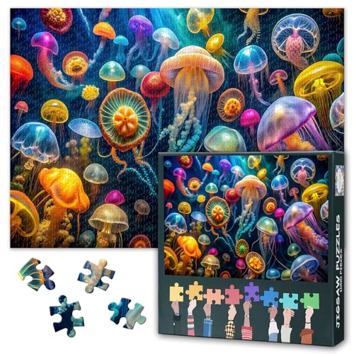 Puzzles für Erwachsene 1000 Stück - Quallen Puzzles, Bunte Fantasie Quallen 1000 Stück Puzzle für Erwachsene, Herausfordernde Puzzle Kunst Dekoration & Familie Spaß Geschenk 27.5"x19.6" Puzzles für Erwachsene 1000 Stück - Quallen Puzzles, Bunte Fantasie Quallen 1000 Stück Puzzle für Erwachsene, Herausfordernde Puzzle Kunst Dekoration & Familie Spaß Geschenk 27.5"x19.6" von TISHIRON