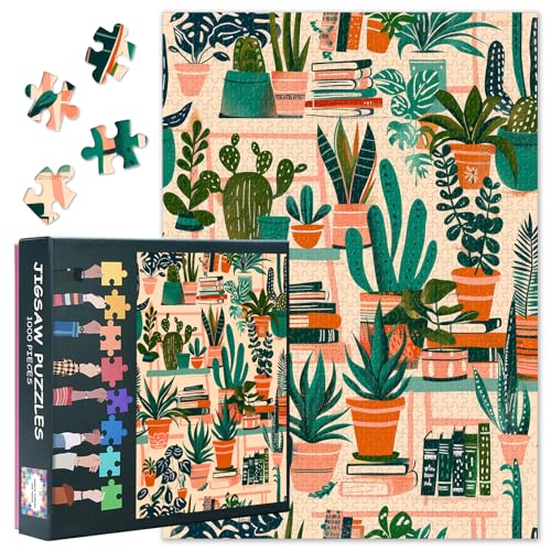 Puzzles für Erwachsene 1000 Stück Topfpflanze, Puzzles 1000 Teile Botanic Thema, herausfordernde Puzzle-Spiele für Frauen Home Decoration Geschenk Größe 70 x 50 cm von TISHIRON