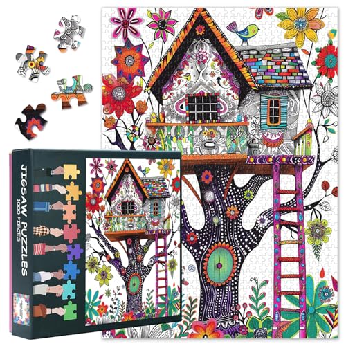 Puzzles für Erwachsene 1000 Stück - Treehouse - Premium 1000 Stück Puzzle für Erwachsene, Lebendige Farben Whimsical Puzzles mit Lebendigen Artwork 70 * 50cm Puzzles für Erwachsene 1000 Stück - Treehouse - Premium 1000 Stück Puzzle für Erwachsene, Lebendige Farben Whimsical Puzzles mit Lebendigen Artwork 70 * 50cm von TISHIRON
