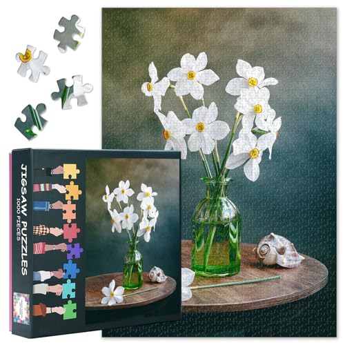 Puzzles für Erwachsene 1000 Stück Vase, Jigsaw Puzzle 1000 Teile weiße Blumen, Herausfordernde Puzzle-Spiele für Frauen Home Decoration Geschenk Größe 70 x 50 cm Puzzles für Erwachsene 1000 Stück Vase, Jigsaw Puzzle 1000 Teile weiße Blumen, Herausfordernde Puzzle-Spiele für Frauen Home Decoration Geschenk Größe 70 x 50 cm von TISHIRON