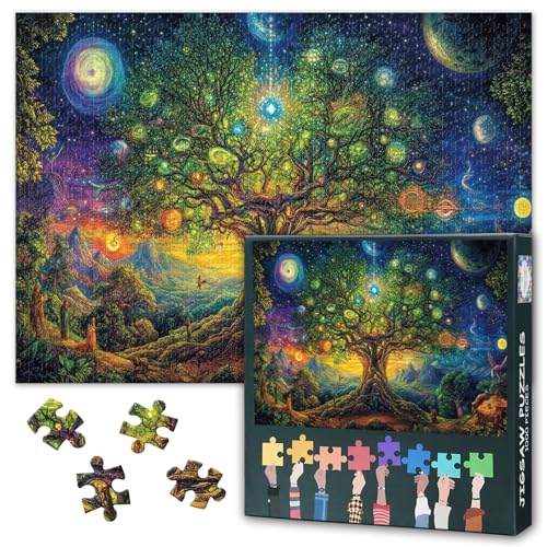 Puzzles für Erwachsene 1000 Stück - Vibrant Cosmic Tree of Life Artwork Jigsaw Puzzle, Astral Tree Happy & entspannende Puzzle 1000 Stück mit Premium-Artwork für Home Decor Geschenke 27.5" x 19.6" von TISHIRON