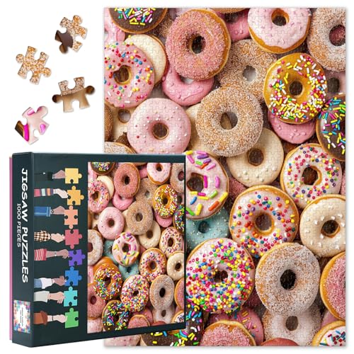 Puzzles für Erwachsene 1000 Stücke Bunte Donuts Puzzle 1000 Stücke Herausfordernde Puzzles Geeignet für Spielnächte Erwachsene und Jugendliche Familie Spielzeug Geschenke Fertige Größe: 70x50cm von TISHIRON