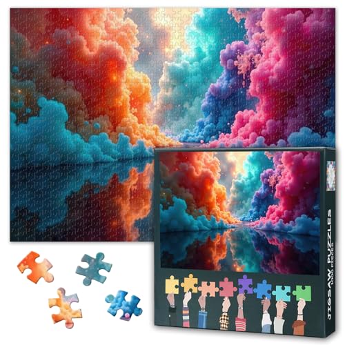 Puzzles für Erwachsene 1000 Stücke Farbiger Rauch Kaleidoskop Puzzles Herausforderndes Puzzle Geeignet für Spielnächte Interessante intellektuelle Herausforderung Größe: 70x50cm von TISHIRON