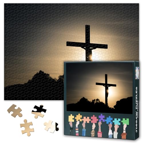 Puzzles für Erwachsene 1000 Stücke Jesus Christus am Kreuz Herausfordernde Puzzles für Erwachsene, 27,5x19,7 Zoll Puzzle Spiel für Frauen Home Dekoration Geburtstagsgeschenk (Christian Series) von TISHIRON