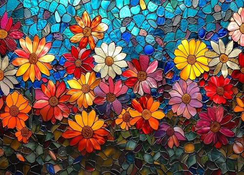 Puzzles für Erwachsene 1000 Teile, Musikinstrumente auf abstraktem Buntem Grunge 1000 Teile Puzzle, Akustikgitarre und E-Gitarre Puzzle, Impossible, 50x70 cm von TISHIRON