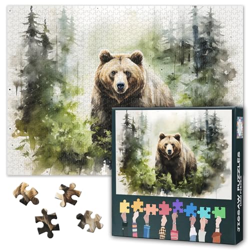Puzzles für Erwachsene 1000 Teile Bär, Wald-Puzzle (70 x 50 cm), Wildlife herausfordernde Puzzles für Erwachsene, Familienspiel für Männer & Frauen (Home Decor Geschenk) von TISHIRON