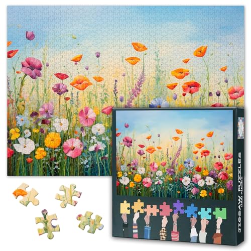 Puzzles für Erwachsene 1000 Teile Blühende Blumen, Puzzles 1000 Teile Natur Wildblumen, Mohnblumen Herausfordernde Puzzlespiele für Frauen Wohnraumdekoration Größe 70 x 50 cm Puzzles für Erwachsene 1000 Teile Blühende Blumen, Puzzles 1000 Teile Natur Wildblumen, Mohnblumen Herausfordernde Puzzlespiele für Frauen Wohnraumdekoration Größe 70 x 50 cm von TISHIRON