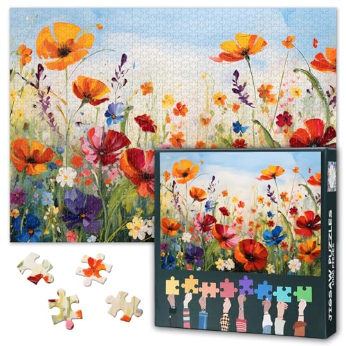 Puzzles für Erwachsene 1000 Teile – Mohnblumen-Puzzle (70 x 50 cm), blühende Blumen, anspruchsvolle Puzzles für Erwachsene, Familienspiel für Männer und Frauen (Wohnkultur) von TISHIRON