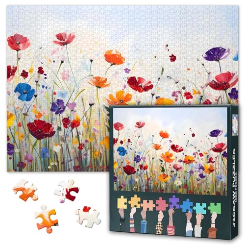 Puzzles für Erwachsene 1000 Teile – Puzzles Bunte Blumen Kunst, 70 x 50 cm Wildblumen Design Schwieriges, herausforderndes Puzzle Familienspiel für Männer und Frauen (Wohnkultur) von TISHIRON