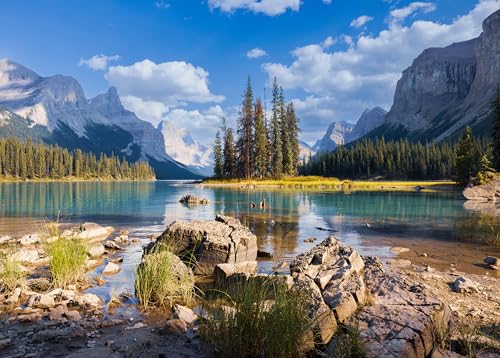 ‌Puzzles für Erwachsene 1000 Teile Spirit Island Maligne See Kanada Naturlandschaft Premium Papier Puzzle Meditatives Entspannungsspiel 70x50 cm von TISHIRON