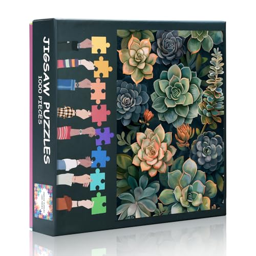 Puzzles für Erwachsene 1000 Teile - Sukkulentenpuzzle (70 x 50 cm), Grünpflanzenpuzzle für Erwachsene, Familienspiel für Männer und Frauen (Home Decor Gift) von TISHIRON