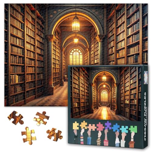 Puzzles für Erwachsene 1000 Teile – Vintage Bibliothek Puzzle (70 x 50 cm), Bücherregal Puzzle für Erwachsene, Familien Spiel für Männer und Frauen (Wohnkultur) von TISHIRON