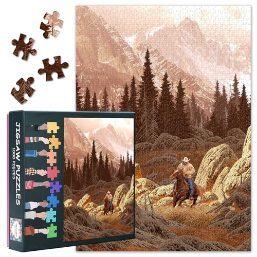 Puzzles für Erwachsene 1000 Teile: Landschaft mit Ranchern aus den Rocky Mountains auf Pferden Puzzle – Anspruchsvolles 1000-Teile-Puzzle für Erwachsene Kunstwerk für Wohnkultur Entspannung 20x27inch Puzzles für Erwachsene 1000 Teile: Landschaft mit Ranchern aus den Rocky Mountains auf Pferden Puzzle – Anspruchsvolles 1000-Teile-Puzzle für Erwachsene Kunstwerk für Wohnkultur Entspannung 20x27inch von TISHIRON