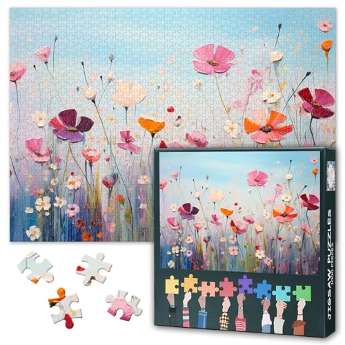 Puzzles für Erwachsene – Abstrakte Blumen-Puzzles 1000 Teile, Blühende Pflanzenkunst Schwieriges, herausforderndes Familienpuzzle (70 x 50 cm), Einzigartige Wohnraumdekoration von TISHIRON