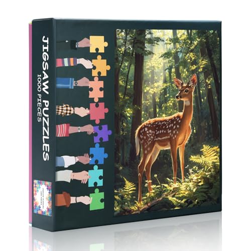 Puzzles für Erwachsene - Hirsch im Wald Puzzles 1000 Teile, Tiere Kunst schwer unmöglich schwierig herausfordernde Familie Puzzle (70 x 50 cm), einzigartige Home Decor & Geburtstag Geschenk von TISHIRON