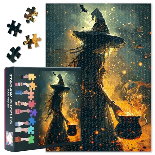 Puzzles für Erwachsene mit 1000 Teilen, Puzzle mit Einer Hexe, die eine Flasche mit Zaubertrank in der Hand hält, Unmögliche 1000-Teile-Puzzles für die Wanddekoration zu Hause, 50x70 cm Puzzles für Erwachsene mit 1000 Teilen, Puzzle mit Einer Hexe, die eine Flasche mit Zaubertrank in der Hand hält, Unmögliche 1000-Teile-Puzzles für die Wanddekoration zu Hause, 50x70 cm von TISHIRON