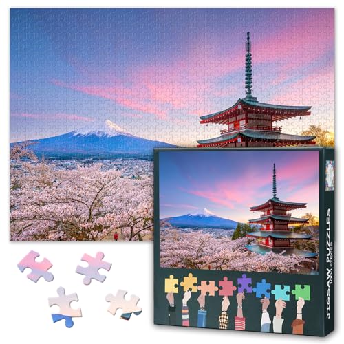 Puzzles für Erwachsene mit 1000 Teilen – Berg Fuji und Chureito-Pagode mit Kirschblüten-Puzzles | Landschaft Japans Premium-Puzzle mit 1000 Teilen für Erwachsene, Deko für zu Hause 20X27inch Puzzles für Erwachsene mit 1000 Teilen – Berg Fuji und Chureito-Pagode mit Kirschblüten-Puzzles | Landschaft Japans Premium-Puzzle mit 1000 Teilen für Erwachsene, Deko für zu Hause 20X27inch von TISHIRON