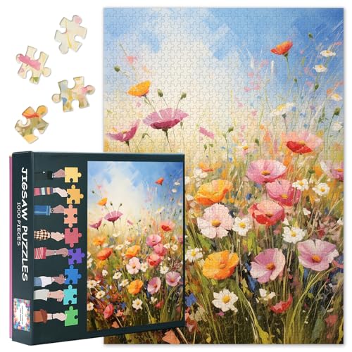 Puzzles mit rosa Blumen für Erwachsene – 1000-teilige Puzzles für Erwachsene mit Wildblumen, 70 x 50 cm, blühende Blumenmotive, anspruchsvolles Puzzlespiel für die Wohnzimmerwand Puzzles mit rosa Blumen für Erwachsene – 1000-teilige Puzzles für Erwachsene mit Wildblumen, 70 x 50 cm, blühende Blumenmotive, anspruchsvolles Puzzlespiel für die Wohnzimmerwand von TISHIRON