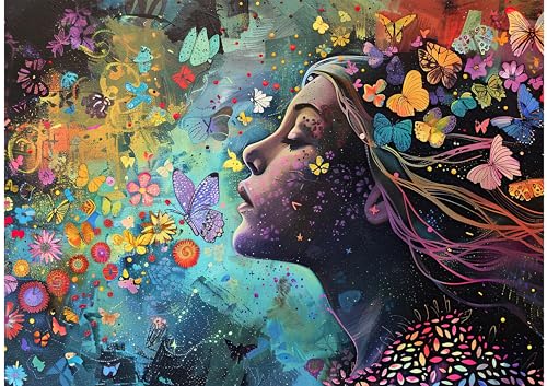 Real und imaginär Puzzle 1000 Teile Erwachsene - Frauen freudige Transformation 1000 Teiles Puzzle für Erwachsene Geschicklichkeitsspiel für die ganze Familie Fertige Größe 50x70cm von TISHIRON