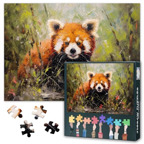 Red Panda Puzzle 1000 Teile - Herausfordernde Puzzles für Erwachsene, Tiere & Natur Design Puzzle schwierig (70 x 50 cm), Familie Spielabend Aktivität & Modern Home Wall Decor Geschenk von TISHIRON
