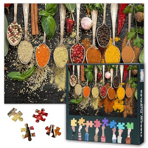 Regenbogen Gewürze Puzzle 1000 Teile - Künstlerische Kräuter Kollektion mit Premium Puzzlebrett - 27.5x19.7 Zoll Regenbogen Gewürze Puzzle 1000 Teile - Künstlerische Kräuter Kollektion mit Premium Puzzlebrett - 27.5x19.7 Zoll von TISHIRON
