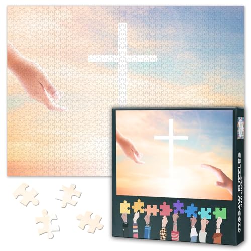 Religiöse Christen Puzzles 1000 Pieces, Kreuz Jesus Puzzle Erwachsene, Christi Puzzles für Erwachsene, 70 x 50 cm Puzzle Impossible Geschicklichkeitsspiel für die Ganze Familie von TISHIRON