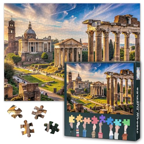 Römisches Forum Puzzle 1000 Teile - Sonnenuntergangs-Landschaft Rom Italien | Historische Premium Puzzles für Erwachsene - 27.5x19.7 Zoll Römisches Forum Puzzle 1000 Teile - Sonnenuntergangs-Landschaft Rom Italien | Historische Premium Puzzles für Erwachsene - 27.5x19.7 Zoll von TISHIRON