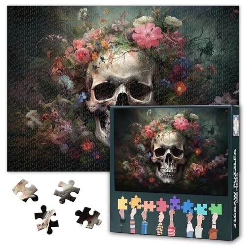 Schädel Jigsaw Puzzles Tag der Toten Attribute Feier Dia de los Muertos Mexiko Puzzle für Erwachsene 1000 Stück, unmöglich herausfordernde Puzzles, 50x70 cm Schädel Jigsaw Puzzles Tag der Toten Attribute Feier Dia de los Muertos Mexiko Puzzle für Erwachsene 1000 Stück, unmöglich herausfordernde Puzzles, 50x70 cm von TISHIRON