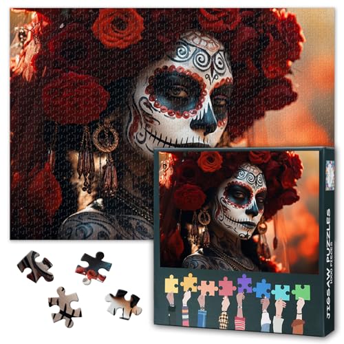 Schädel Puzzles für Erwachsene 1000 Stück, Skelett, um die Toten in Mexiko zu Ehren 1000 Stück Jigsaw Puzzle, Schwierige unmögliche Herausforderungen Puzzles, 50x70 cm Schädel Puzzles für Erwachsene 1000 Stück, Skelett, um die Toten in Mexiko zu Ehren 1000 Stück Jigsaw Puzzle, Schwierige unmögliche Herausforderungen Puzzles, 50x70 cm von TISHIRON