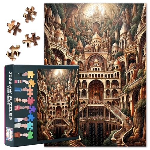 Schloss Architektur Puzzles Für Erwachsene 1000 Stück Schwierig Herausforderung Retro Palace Puzzles Für Familie Spiel Palace Jigsaw Puzzle Für Erwachsene Haus Wanddekoration 70cmx50cm von TISHIRON