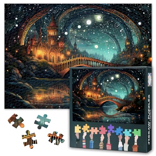 Schloss Puzzles für Erwachsene 1000 Teile Skurrile Sternenlicht Brücken in Fantasy Puzzle 1000 Teile, Impossible Challenging für Erwachsene Puzzles, 19.5 x 27.5 Zoll Schloss Puzzles für Erwachsene 1000 Teile Skurrile Sternenlicht Brücken in Fantasy Puzzle 1000 Teile, Impossible Challenging für Erwachsene Puzzles, 19.5 x 27.5 Zoll von TISHIRON
