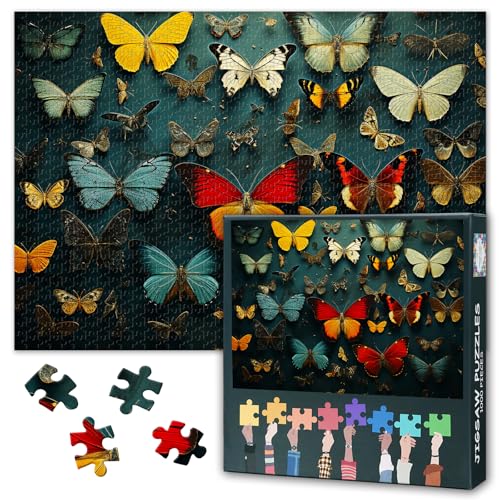 Schmetterling Puzzles 1000 Teile, Entomological Collections Puzzle Erwachsene, Schmetterling 1000 Teile Puzzles für Erwachsene, 70 x 50cm Puzzle Impossible Geschicklichkeitsspiel für die Ganze Familie von TISHIRON