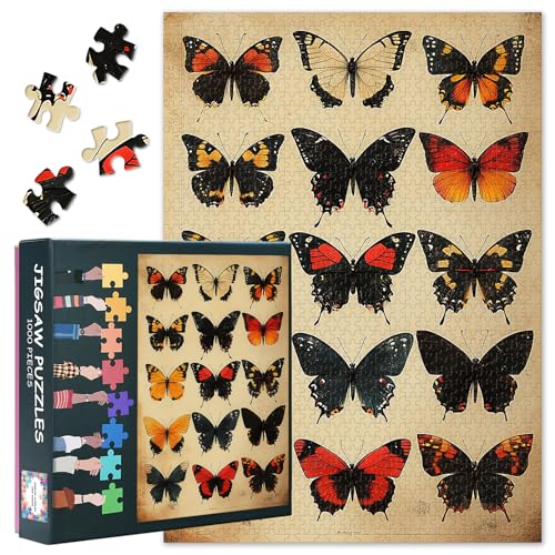 Schmetterling Puzzles 1000 Teile, Entomologische Sammlung Puzzle Erwachsene, Schmetterling 1000 Teile Puzzles für Erwachsene, 70 x 50cm Puzzle Impossible Geschicklichkeitsspiel für die Ganze Familie von TISHIRON