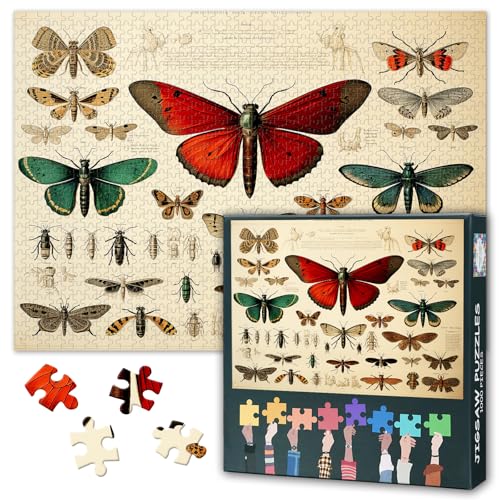 Schmetterling Puzzles 1000 Teile,Schmetterling Entomologische Sammlung Puzzle Erwachsene, 1000 Teile Puzzles für Erwachsene, 70 x 50cm Puzzle Impossible Geschicklichkeitsspiel für die Ganze Familie von TISHIRON