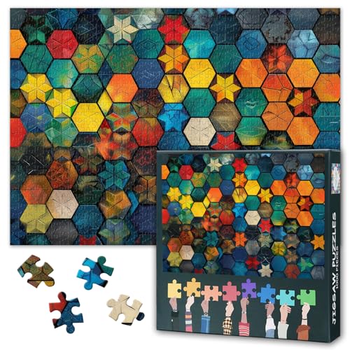Sechseck-Muster Puzzles 1000 Teile, Puzzle Erwachsene, Abstrakt 1000 Teile Puzzles für Erwachsene, 70 x 50cm Puzzle Impossible Geschicklichkeitsspiel für die Ganze Familie Sechseck-Muster Puzzles 1000 Teile, Puzzle Erwachsene, Abstrakt 1000 Teile Puzzles für Erwachsene, 70 x 50cm Puzzle Impossible Geschicklichkeitsspiel für die Ganze Familie von TISHIRON