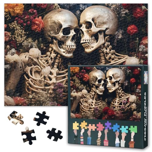 Skelett Jigsaw Puzzles für Erwachsene 1000 Stück, Skelett Leiche von Paar Liebhaber mit Blume wachsen auf Thema Ewige Liebe Puzzle, unmögliche Herausforderungen, 50x70 cm Skelett Jigsaw Puzzles für Erwachsene 1000 Stück, Skelett Leiche von Paar Liebhaber mit Blume wachsen auf Thema Ewige Liebe Puzzle, unmögliche Herausforderungen, 50x70 cm von TISHIRON