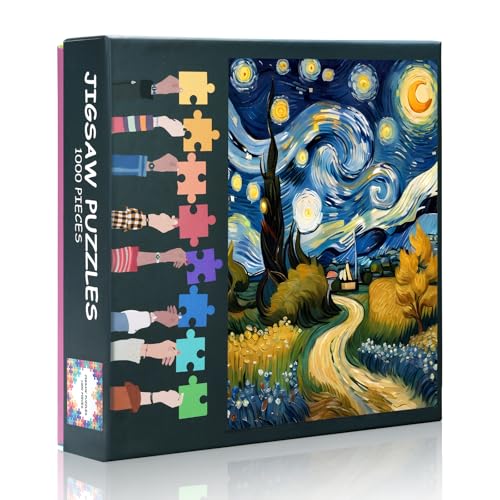 Starry Night Puzzle 1000 Teile - Herausfordernde Puzzles für Erwachsene, Lansscape Art Puzzle Difficult (70 x 50 cm), Familie Spiel Aktivität & Modern Home Wall Decor Geschenk von TISHIRON