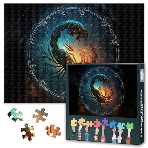 Sternzeichen Jigsaw Puzzles für Erwachsene 1000 Stück, energische Skorpion Puzzles 1000 Stück, Konstellation Kunstwerk schwierig unmögliche Herausforderungen, 50x70 cm von TISHIRON
