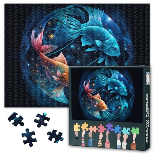Sternzeichen Jigsaw Puzzles für Erwachsene 1000 Stück, sanfte und freundliche Fische Puzzles 1000 Stück, Sternbild schwierig unmögliche Herausforderungen, 50x70 cm Sternzeichen Jigsaw Puzzles für Erwachsene 1000 Stück, sanfte und freundliche Fische Puzzles 1000 Stück, Sternbild schwierig unmögliche Herausforderungen, 50x70 cm von TISHIRON