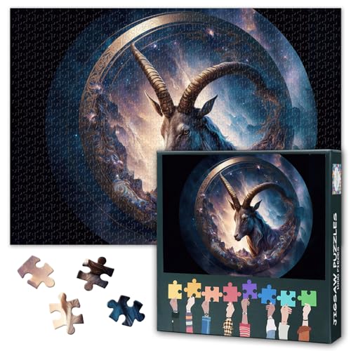 Sternzeichen Puzzles für Erwachsene 1000 Stück, klares Denken Steinbock 1000 Stück Jigsaw Puzzle, Sternbild schwierig unmögliche Herausforderungen, 50x70 cm von TISHIRON
