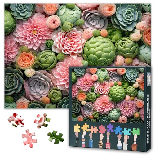 Succulents Puzzles 1000 Teile, Rosa Blumen Puzzle Erwachsene, 1000 Teile Puzzles für Erwachsene, 70 x 50 cm Puzzle Impossible Geschicklichkeitsspiel für die Ganze Familie Succulents Puzzles 1000 Teile, Rosa Blumen Puzzle Erwachsene, 1000 Teile Puzzles für Erwachsene, 70 x 50 cm Puzzle Impossible Geschicklichkeitsspiel für die Ganze Familie von TISHIRON