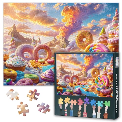 Süßigkeiten-Puzzles für Erwachsene, 1000 Teile, Berge und Sonnenuntergang Himmel, Süßigkeitenlandschaft-Puzzle für Erwachsene, Hauspuzzle für Erwachsene, 50,8 x 68,9 cm Süßigkeiten-Puzzles für Erwachsene, 1000 Teile, Berge und Sonnenuntergang Himmel, Süßigkeitenlandschaft-Puzzle für Erwachsene, Hauspuzzle für Erwachsene, 50,8 x 68,9 cm von TISHIRON