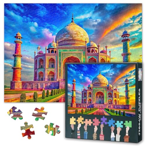 Taj Mahal Jigsaw Puzzles für Erwachsene 1000 Stück - Taj Mahal für Entspannung und Kreativität für Kunstliebhaber Herausfordernde Puzzle 1000 Stück für Erwachsene, künstlerische Puzzle-Spiele von TISHIRON