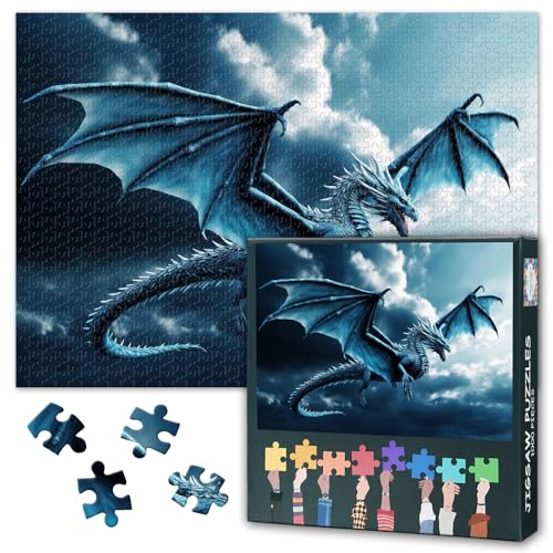 Tiere Puzzles für Erwachsene 1000 Teile - schwer unmöglich schwierig herausfordernde Familie Puzzle, 70 x 50 cm Puzzlespiel Blauer Drache, Puzzle-Spiel für Frauen Home Decoration Geschenk Tiere Puzzles für Erwachsene 1000 Teile - schwer unmöglich schwierig herausfordernde Familie Puzzle, 70 x 50 cm Puzzlespiel Blauer Drache, Puzzle-Spiel für Frauen Home Decoration Geschenk von TISHIRON