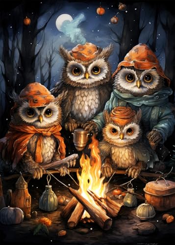 Tierpuzzle 1000 Teile, Vier Eulen sitzen am Lagerfeuer im nächtlichen Wald Puzzle für Erwachsene 1000 Teile, unmögliche Puzzlespiele, 50x70 cm Tierpuzzle 1000 Teile, Vier Eulen sitzen am Lagerfeuer im nächtlichen Wald Puzzle für Erwachsene 1000 Teile, unmögliche Puzzlespiele, 50x70 cm von TISHIRON