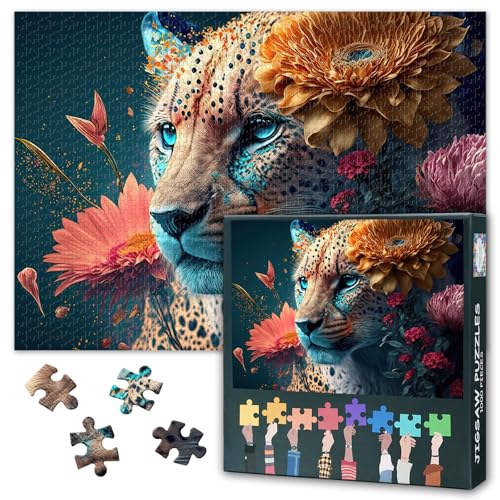 Tiger Puzzles für Erwachsene 1000 Stücke Tiere Puzzle Puzzles 1000 Stücke Erwachsene und Jugendliche Familie Spielzeug Herausfordernde Puzzle Geeignet für Spielnächte Größe: 70x50cm von TISHIRON