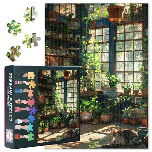 Topfpflanze 1000 Teile Puzzle für Erwachsene, Jigsaw Puzzles 1000 Teile schwierig und Herausforderung Botanik, 70 x 50 cm Familie Puzzle Spielabend Geschenk & Home Decor (Zimmerpflanze Serie) von TISHIRON
